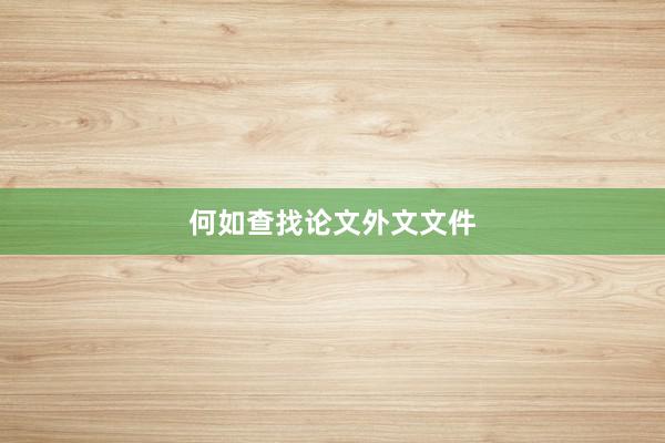 何如查找论文外文文件